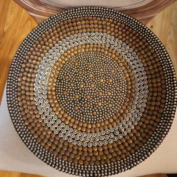KIM SEYBERT BRASS AND NICKEL DECORATIVE BOWL 14" - Picture 1 of 4